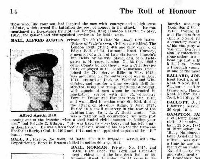 AABall roll of honour